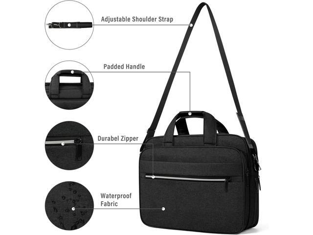 Laptop Bag 15.6 Inch Briefcase Water-resistant Laptop Carrying Case for Men Expandable Computer Messenger Bag for Travel Business Work, Black
