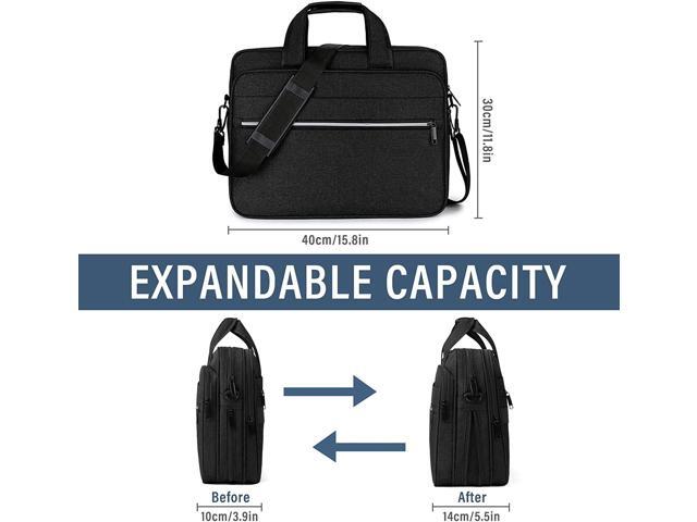 Laptop Bag 15.6 Inch Briefcase Water-resistant Laptop Carrying Case for Men Expandable Computer Messenger Bag for Travel Business Work, Black