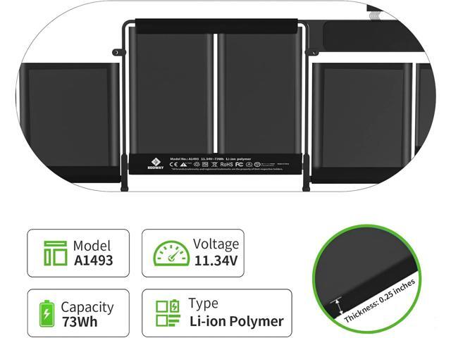 A1502 Battery, Egoway A1493 A1582 Replacement Laptop Battery for MacBook Pro 13-inch Retina (Late2013 Mid2014 Early2015), Easy-to-Install with...