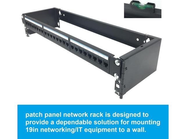 Jingchengmei 2U 19-inch Hinged Wall Mount Patch Panel Bracket- 6-inch Deep Foldable Horizontal Rack for 19' Networking Equipments (JCM-HWMB2U)