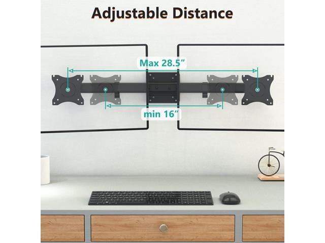 WALI Dual Monitor Wall Mount, Single to Double Bracket Adapter, Horizontal Assembly Arm for 2 Screen up to 27 inch (012ARM), Black