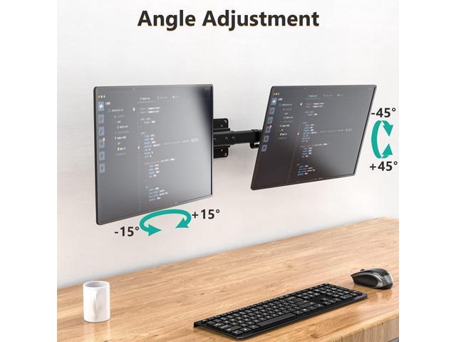 WALI Dual Monitor Wall Mount, Single to Double Bracket Adapter, Horizontal Assembly Arm for 2 Screen up to 27 inch (012ARM), Black