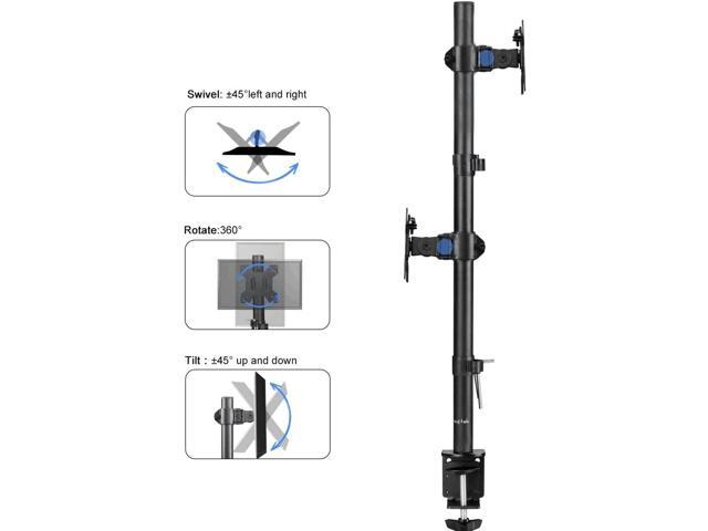 suptek Dual LED LCD Monitor Stand up Desk Mount for 2 / Two Screens up to 27 inch Extra Tall 31.5' Pole Heavy Duty Fully Adjustable Stand Vertical...