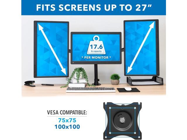 Mount-It! Triple Monitor Mount 3 Screen Desk Stand for LCD Computer Monitors for 19 20 22 23 24 27 Inch Monitors VESA 75 and 100 Compatible Full...