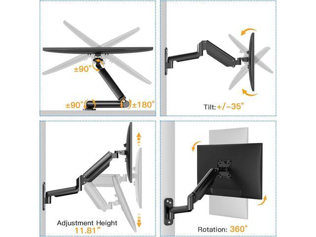 HUANUO Single Monitor Wall Mount for 13 to 32 Inch Computer Screen, Monitor Wall Mount Arm Holds up to 17.6lbs, Height Adjustable Full Motion Gas...