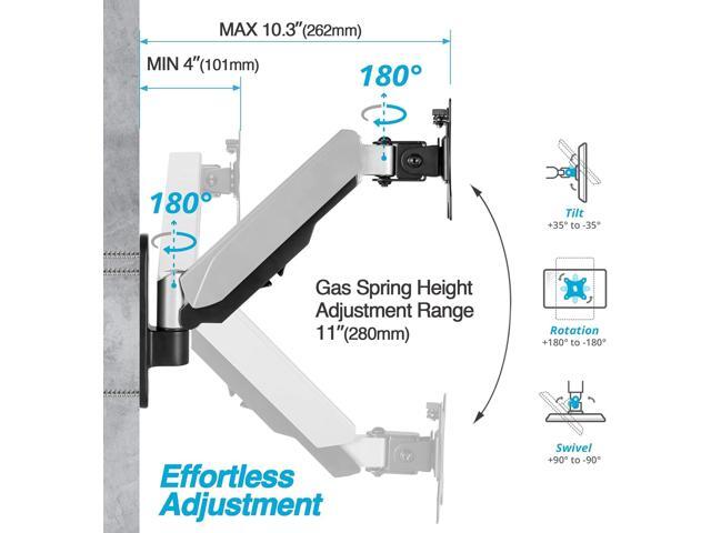 AVLT Single 13'-32' Monitor Wall Mount fits Flat/Curved Computer Monitor Full Motion Height Swivel Tilt Rotation Adjustable Monitor Arm -...