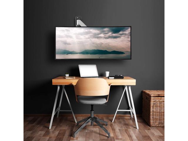 AVLT Single 13'-32' Monitor Wall Mount fits Flat/Curved Computer Monitor Full Motion Height Swivel Tilt Rotation Adjustable Monitor Arm -...