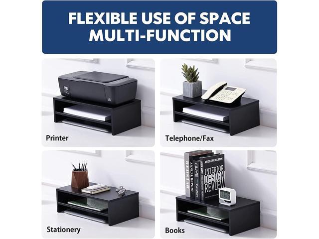 FITUEYES Monitor Stand - 2 Tier Computer Monitor Riser with 16.7 Inch Shelf, Wood Desktop Stand for Laptop Computer Screen, Desk Organization,...