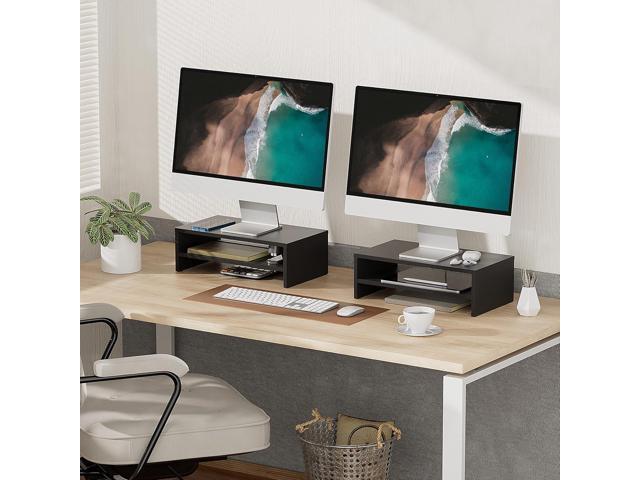 FITUEYES Computer Monitor Riser Stand Clamp Desktop Stand Workspace Organizer 2-Pack DT204202WB