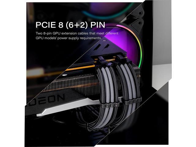 EZDIY-FAB PSU Extension Cable Sleeved Custom Mod PC Power Supply Cable, Soft Nylon Braided with Comb Kit 24PIN/8PIN to 6+2Pin/ 8PIN to 4+4PIN-30CM...