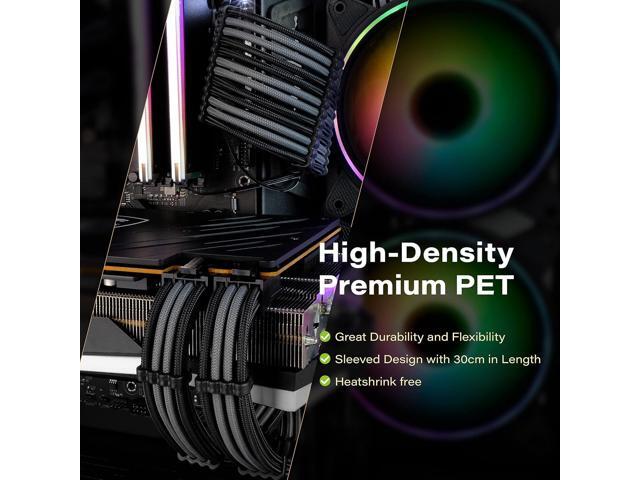 EZDIY-FAB PSU Extension Cable Sleeved Custom Mod PC Power Supply Cable, Soft Nylon Braided with Comb Kit 24PIN/8PIN to 6+2Pin/ 8PIN to 4+4PIN-30CM...