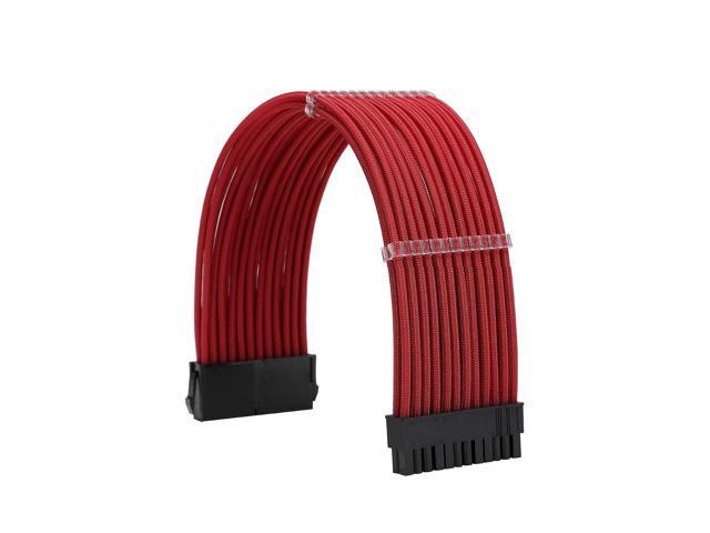 Sleeve Extension Power Supply Cable Kit 18AWG ATX 24P+ EPS 8-P+PCI-E8-P with Combs for PSU to Motherboard/GPU (red)