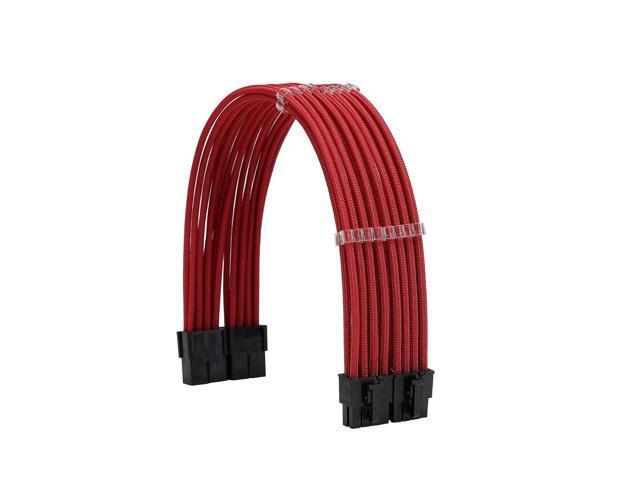 Sleeve Extension Power Supply Cable Kit 18AWG ATX 24P+ EPS 8-P+PCI-E8-P with Combs for PSU to Motherboard/GPU (red)