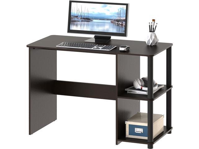 SHW Cyrus Home Office Desk with Shelves, Espresso