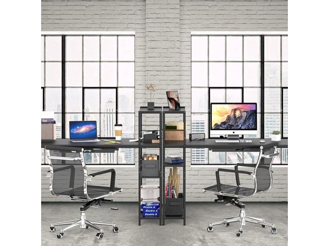 SHW 46-Inch Home Office Mission Computer Desk with Side Shelf and Drawer, Black