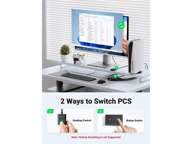 UGREEN KVM Switch, HDMI USB KVM Switcher with Desktop Control for 2 Computers Share Keyboard Mouse Printer and One HD 4K Monitor, Support 4K@60Hz...