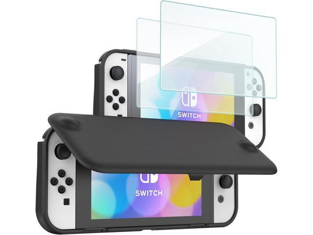 ProCase Flip Cover for Nintendo Switch OLED with 2 Pack Tempered Glass Screen Protectors, Slim Protective Case with Magnetically Detachable Front...