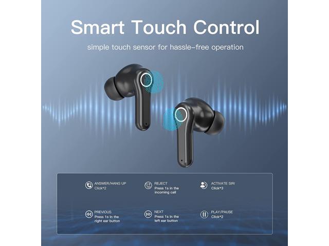 Wireless Earbuds, Bluetooth 5.2 Earphone with Microphone, Touch Control Ear Buds, IPX7 Waterproof, in Ear Noise Cancelling Ecouteur Bluetooth Sans...