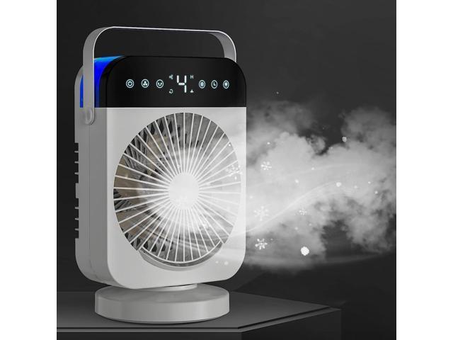 Oscillating Portable Air Conditioner, 4-in-1 Air Cooler Fan With 4-Speed Options, 8 Timers, 70° Oscillation, Spray and Blue Light, Personal Quiet. photo
