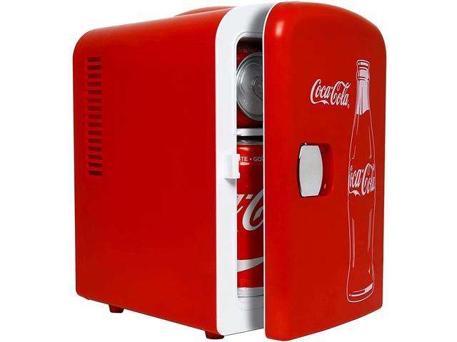 Coca-Cola Classic Red Portable 6 Can Thermoelectric Mini Fridge Cooler/Warmer, 4 L/4.2 Quarts Capacity, 12V DC/110V AC for home, dorm, car, boat,. photo