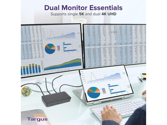 Targus USB C Docking Station Universal DV4K, USB C Laptop Docking Station Dual Monitor 2 HDMI, 65W Power Delivery, DisplayLink Works w/Operating...