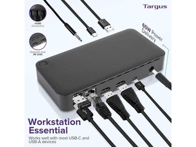 Targus USB C Docking Station Universal DV4K, USB C Laptop Docking Station Dual Monitor 2 HDMI, 65W Power Delivery, DisplayLink Works w/Operating...