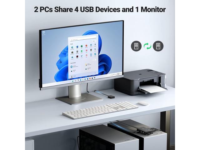 UGREEN KVM Switch, Share 4 USB Ports, USB and HDMI Switch for 2 Computers for Keyboard Mouse Printer to One Monitor Support 4K@60Hz, 3D, HDR,...