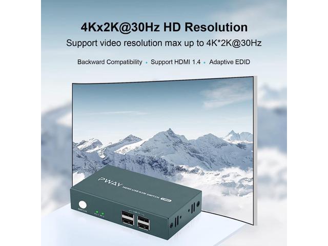 Steetek KVM Switch HDMI, 2 Port KVM Switch 4K@30Hz with 4 USB 2.0 Ports, HDMI KVM Switch 2 Computer 1 Monitor with Button Switch, USB KVM Switch...
