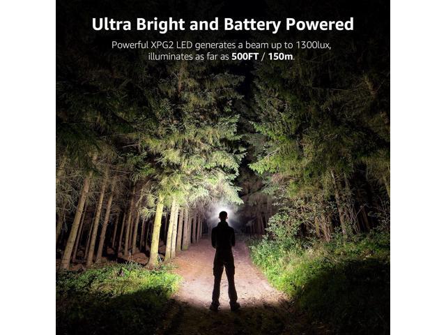 Lepro HeadLamp, 2 Pack Super Bright LED Head lamp with 6 Lighting Modes, Waterproof, Battery Powered LED Lightweight Headlight for Cycling Running...