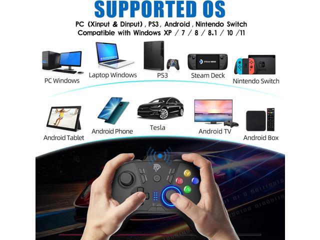 EasySMX Wireless Gaming Controller for Windows PC/Steam Deck/PS3/Android TV BOX, Dual Vibrate Plug and Play Gamepad Joystick with 4 Customized...
