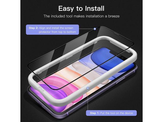 JETech Full Coverage Screen Protector for iPhone 11/XR 6.1-Inch, Black Edge, Tempered Glass Film with Easy Installation Tool, Case-Friendly, HD...