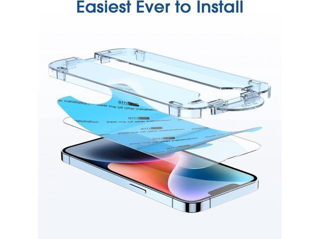 amFilm OneTouch Compatible with iPhone 14 6.1'/iPhone 13/iPhone 13 Pro 6.1' Screen Protector Tempered Glass Edge to Edge Full Coverage with Easy...