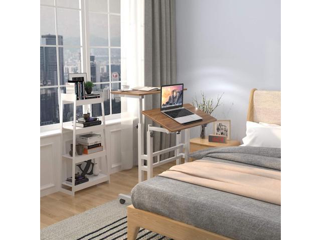 sogesfurniture Mobile Standing Desk Laptop Workstation on Wheels, Adjustable Computer Desk for Standing or Sitting, Oak 101-OK