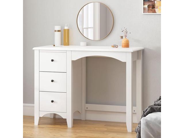 sogesfurniture 37.4inches Makeup Vanity Table with Drawers, Computer Desk, Writing Study Desk for Home Office, Dressing Table, White