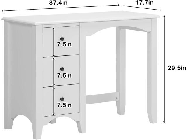 sogesfurniture 37.4inches Makeup Vanity Table with Drawers, Computer Desk, Writing Study Desk for Home Office, Dressing Table, White