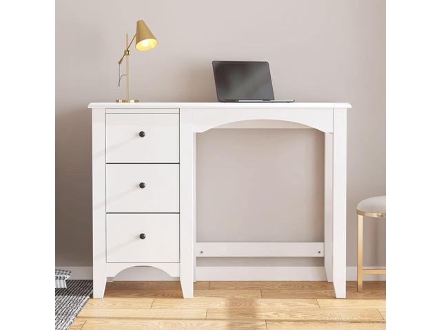 sogesfurniture 37.4inches Makeup Vanity Table with Drawers, Computer Desk, Writing Study Desk for Home Office, Dressing Table, White