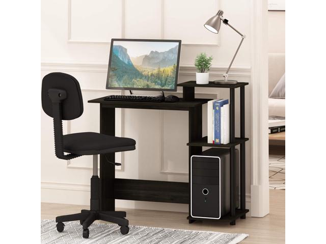 Furinno Efficient Home Laptop Notebook Computer Desk with Square Shelves, Dark Espresso/Black