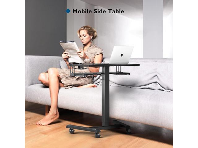 BONTEC Mobile Standing Desk with Keyboard Tray, Mobile Podium, Computer Workstation Up to 33Lbs, Laptop Sit or Stand Desk on Wheels, Height...