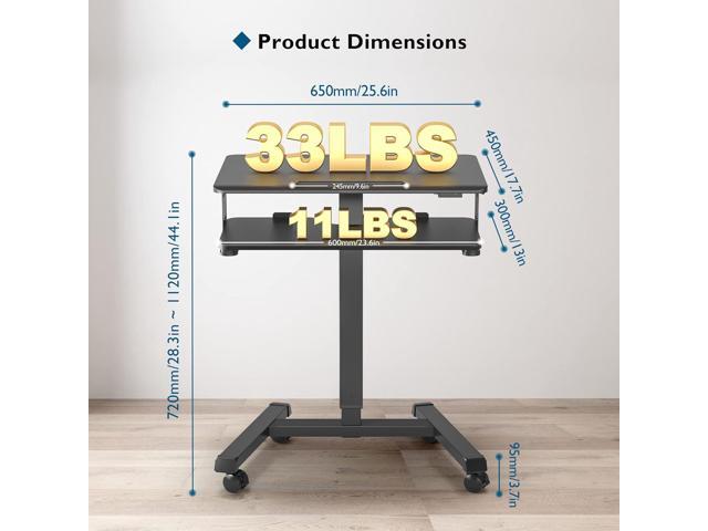 BONTEC Mobile Standing Desk with Keyboard Tray, Mobile Podium, Computer Workstation Up to 33Lbs, Laptop Sit or Stand Desk on Wheels, Height...
