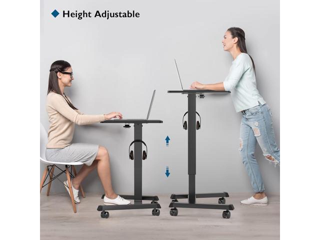 BONTEC 25.6 x 17.7 Inch Mobile Stand Up Desk, Podium, Rolling Standing Desk Up to 33LBS with Wheels and Stoppers, Laptop Standing Desk Height...