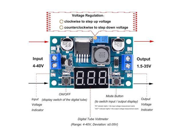 3 Pack LM2596 DC to DC Voltage Regulator 4-40V to 1.5-35V Buck Converter with LED Display