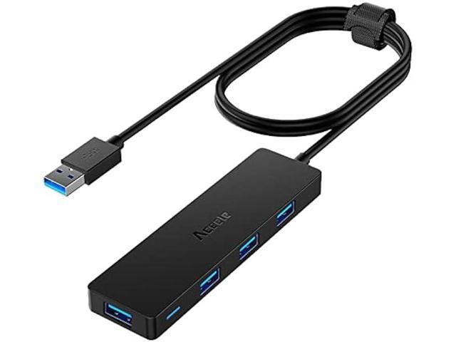 Aceele USB Hub 3.0 Splitter with 4ft Extension Long Cable Cord, 4-Port Extra Slim Multiport Expander for Desktop Computer PC, PS4, Laptop,. photo