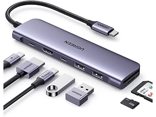 UGREEN Revodok 1071 USB C Hub for Laptop 7 in 1 Dock 4K HDMI, 100W PD Charging, USB-C & 2 USB-A 5Gbps Data Ports, SD/TF Card Reader for MacBook...