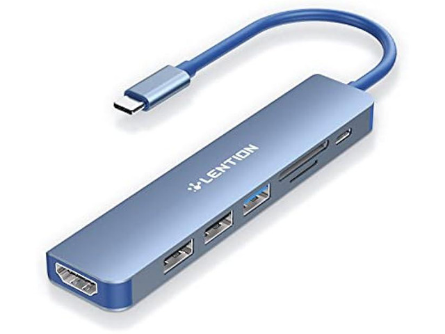 LENTION USB C Hub with 100W Charging, 4K HDMI, Dual Card Reader, USB 3.0 & 2.0 Compatible 2023-2016 MacBook Pro, New Mac Air/Surface, Chromebook,...