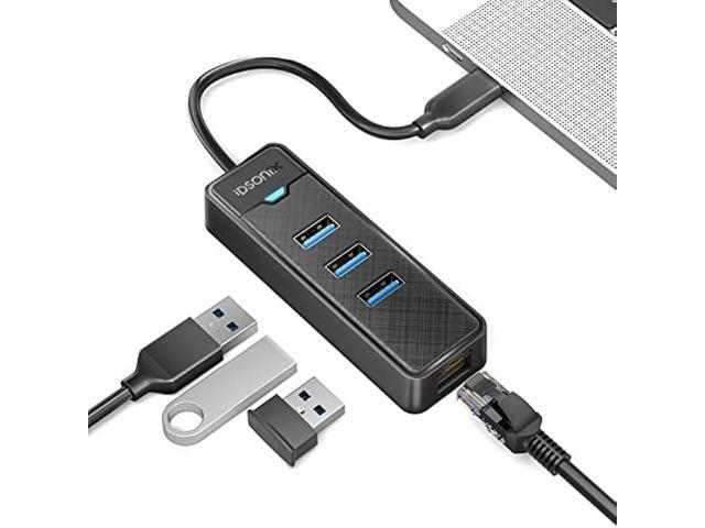 USB C to Ethernet Adapter, iDsonix 3-Port USB 3.0 Hub 5Gbps with RJ45 10/100/1000 Gigabit Ethernet Adapter for MacBook Laptop, Support Windows, Mac...