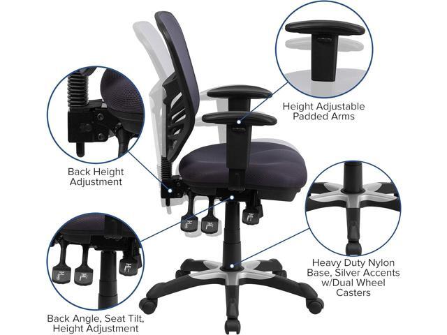 Flash Furniture Nicholas Mid-Back Swivel Office and Gaming Chair, Ergonomic Mesh Office Chair with Adjustable Lumbar Support and Height, Dark Gray