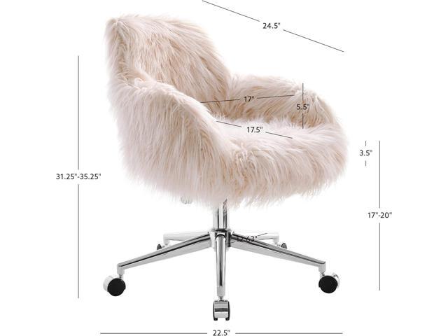 Linon Fiona Chrome Base Office Chair, Metal, 23.5'W x 22'D x 31-35'H