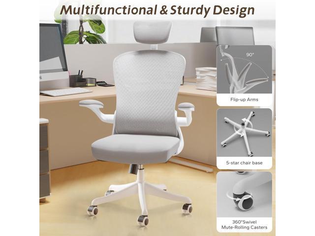 Drafting Chair, Ergonomic Tall Office Chairs for Standing Desk, Home Office Desk Chair with Lumbar Support and Adjustable Flip-up Armrests &...