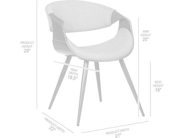 Armen Living Butterfly Mid-Century Dining Chair in Walnut Finish and Charcoal Fabric