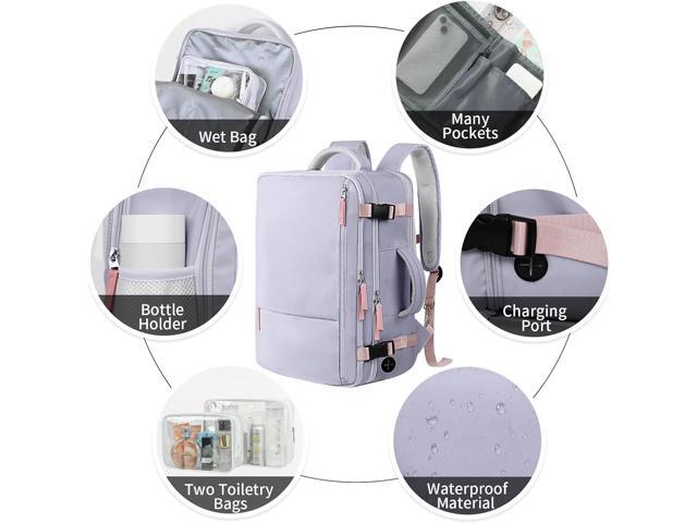 Hanples Large Travel Backpack for Women as Person Item Flight Approved, Waterproof 35L Carry On Backpack, 17 Inch Laptop Backpack for Business Bag...